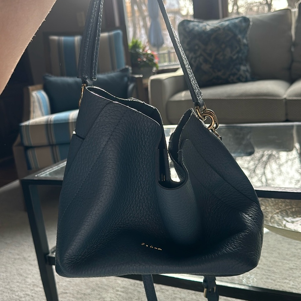 Authentic leather Furla blue slouchy bag